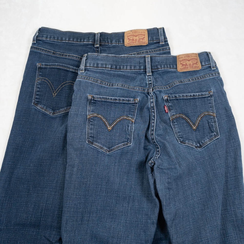 LOT 2 Levis Classic Bootcut Stretch Jeans Womens 4 Mid Rise Blue Denim Pants